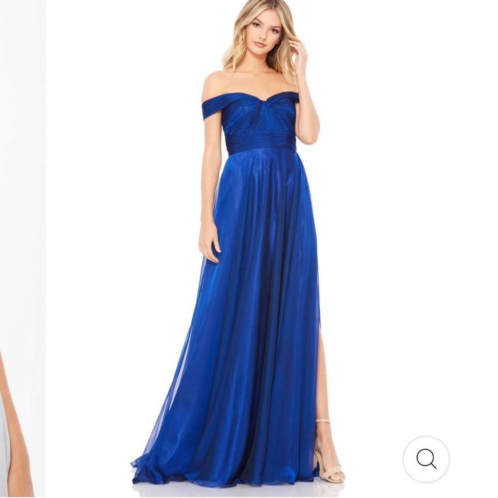 NWT MAC DUGGAL SAPPHIRE OFF SHOULDER GOWN 16